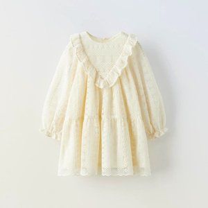Zara Cream/Ivory Embroidered Tulle Dress // 18-24 mo girls toddler